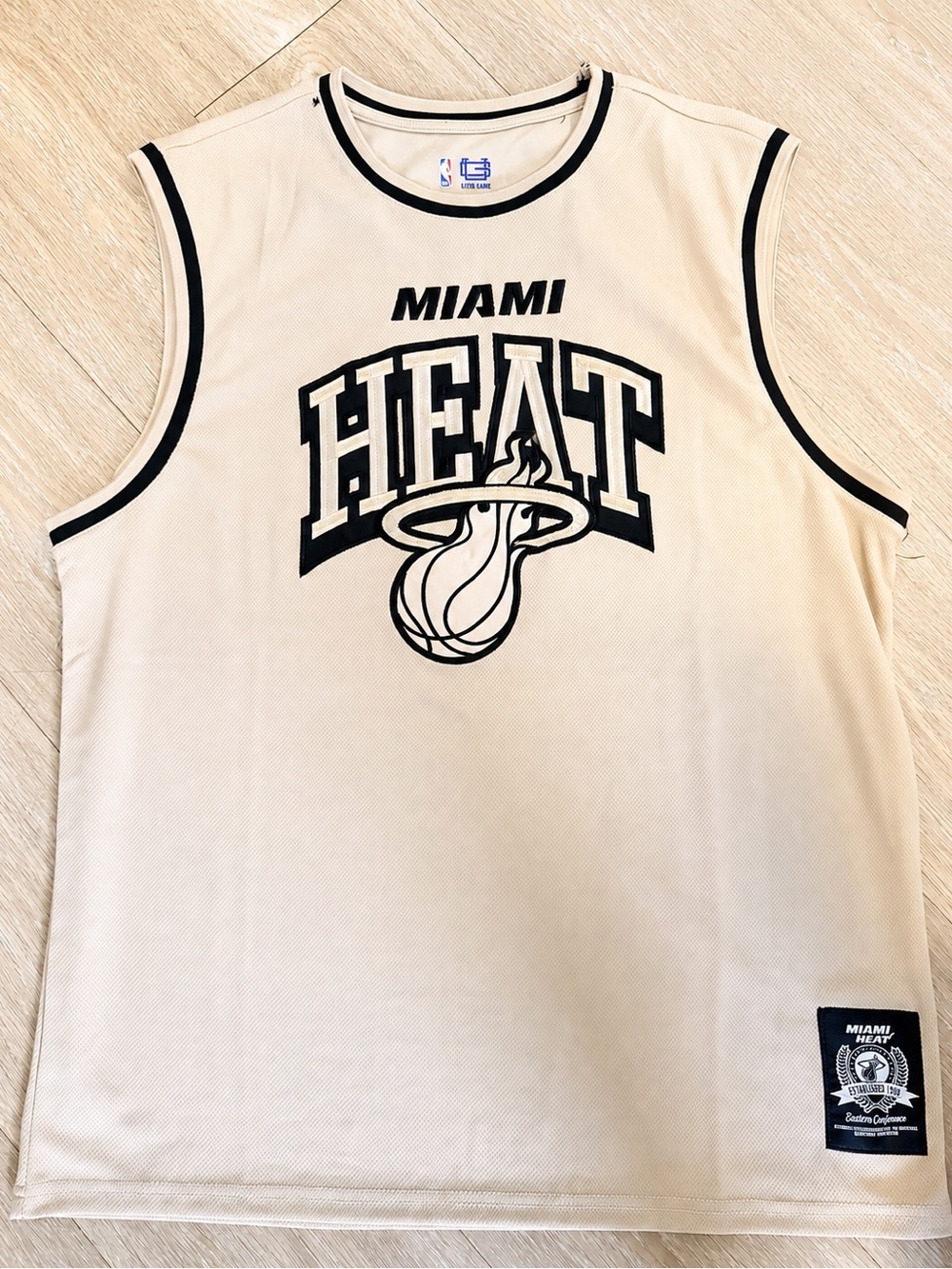 NBA Miami Heat Cream and Black Sleeveless Jersey